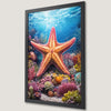 Starfish and Coral Reef Art Poster for Coastal Decor