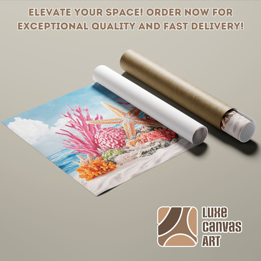 Poster Roll featuring vibrant coral reef art, perfect for coastal decor. Order now!