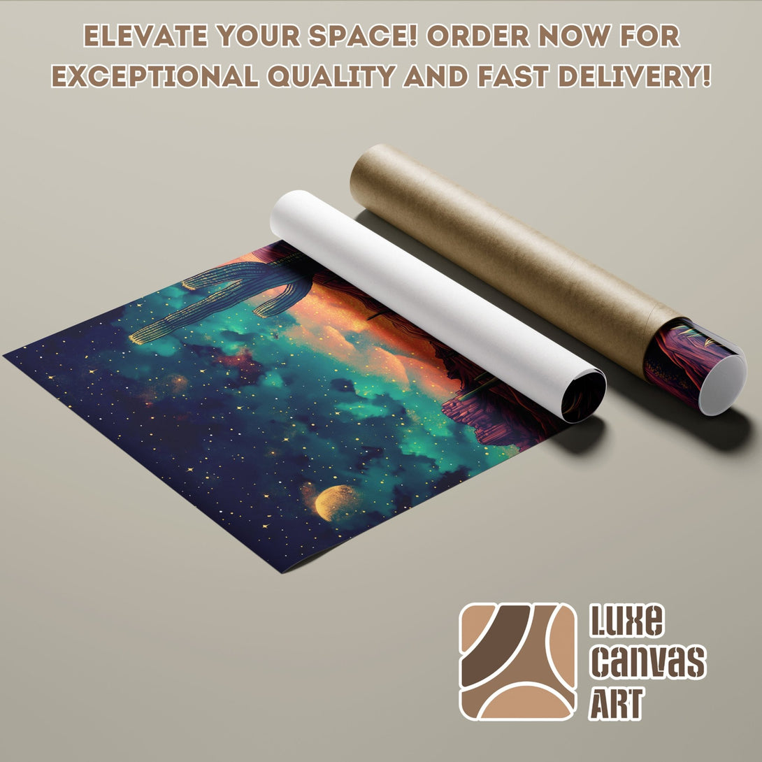 Poster Roll featuring a vibrant space-themed artwork. Bold colors and artistic style. Perfect for adding a unique touch to your decor.