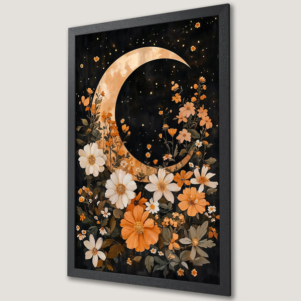 Framed Poster of a black swan abstract art print. Modern decor with gold, gray, and black color palette. Perfect for home or office.
