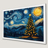 Starry Night Festive Tree Art Poster - Winter Holiday Decor