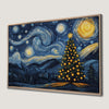 Starry Night Festive Tree Canvas Print Winter Art