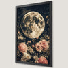 Starry Night Sky Art Poster with Full Moon - Gothic Floral Decor