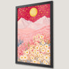 Starry Pink Mountain Landscape Art Poster for Tranquil Spaces