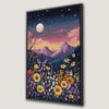Stars and Mountains Canvas Print with Floral Twilight Scenery