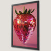Strawberry Disco Vibes Art Poster - Vibrant Pink Wall Decor