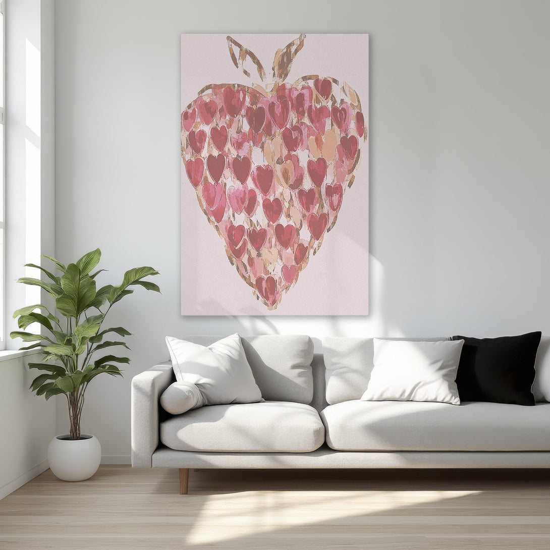 Framed Wall Art: Abstract heart design in romantic red and pink hues. Perfect for adding love and style to your bedroom decor.
