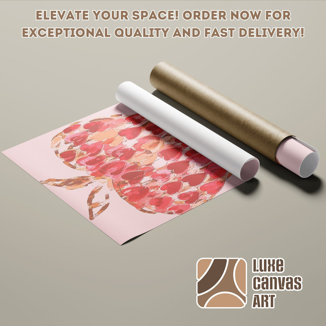 Abstract floral Poster Roll in pink & red tones. Elevate your space with Luxe Canvas Art!