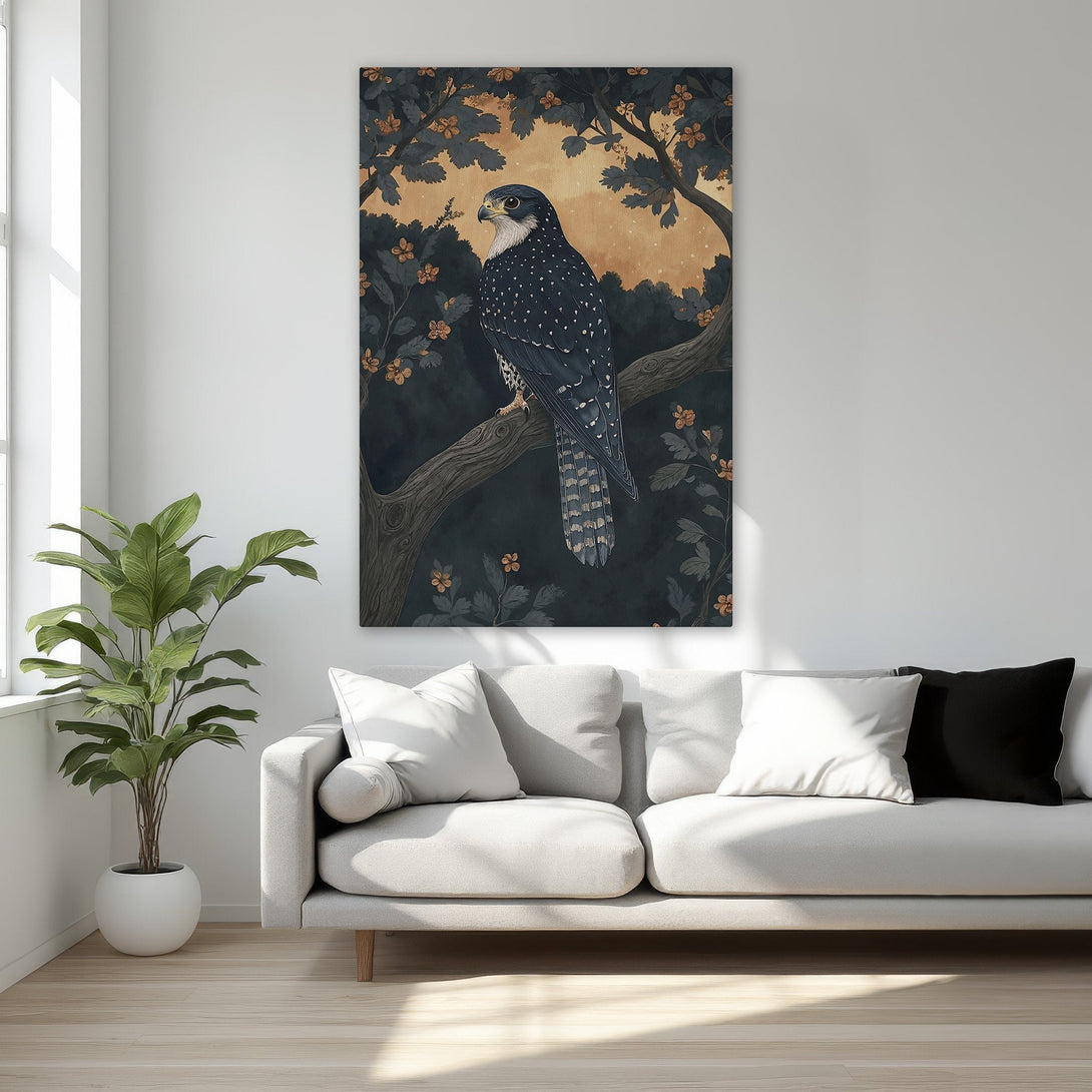 Framed Wall Art: Romantic woman with white horse, elegant style. Rich gold & burgundy palette. Perfect for bedroom decor.