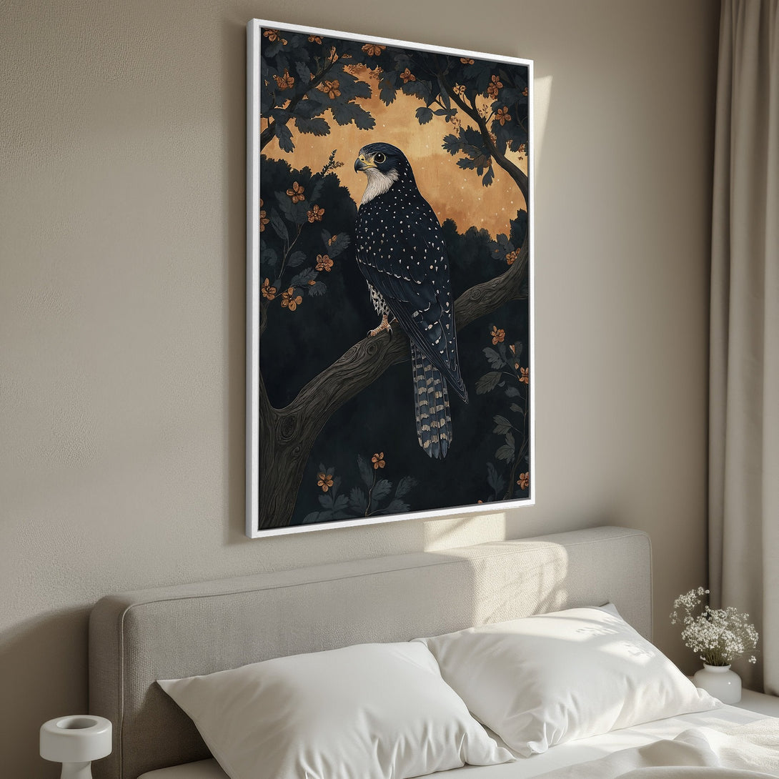 Framed Wall Art: Elegant woman & white horse portrait. Romantic, fantasy style with gold & burgundy accents on a neutral palette. Perfect bedroom decor.