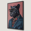 Stylish Black Panther in Suit Framed Canvas Print