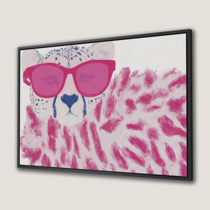 Stylish Cheetah Pink Sunglasses Canvas Print Animal Art
