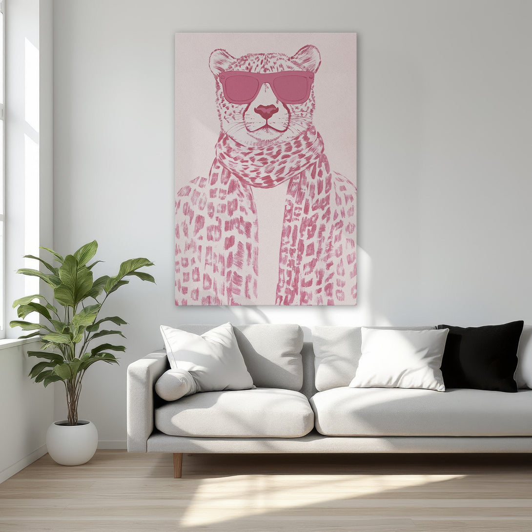 Framed Wall Art: Stylish leopard print canvas in pink & gold. Perfect for adding a touch of luxury to your bedroom decor. Shop now!