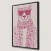 Stylish Cheetah with Pink Sunglasses Canvas Print Art