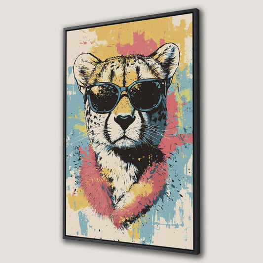 Stylish Cheetah with Sunglasses Canvas Print Art Decor