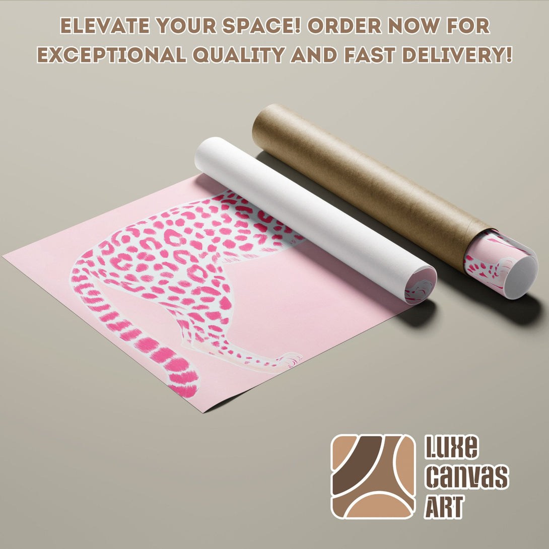 Pink leopard print poster roll, modern style, pink and neutral color palette. Shop now!