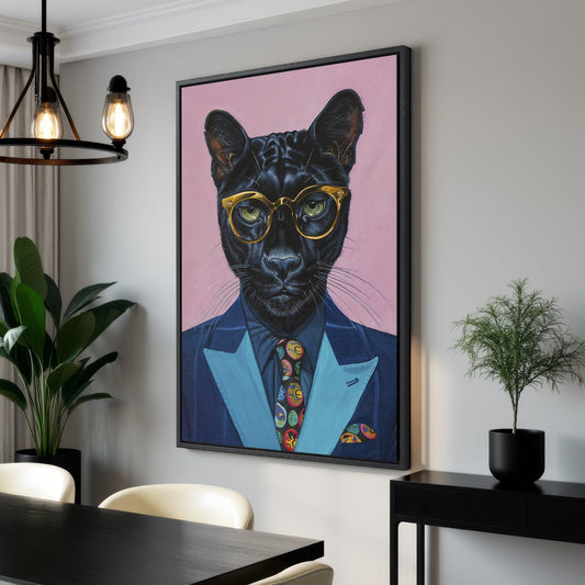 Stylish Panther in Suit Canvas Print - Quirky Wall Art