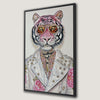 Stylish Pink Tiger with Sunglasses Framed Canvas Print