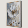 Stylish White Flower Canvas Print with Luxurious Gold Accents