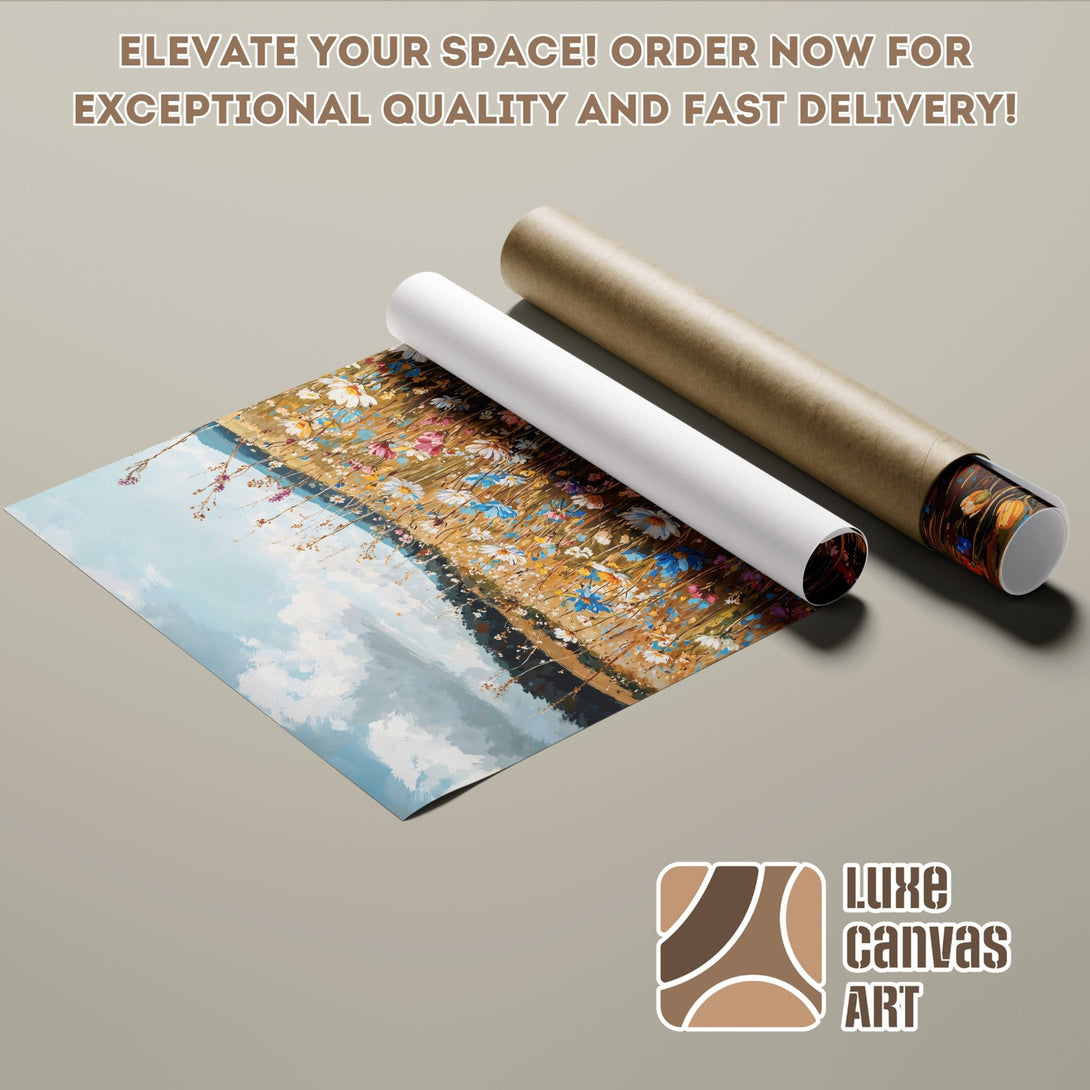 Poster Roll featuring a vibrant floral landscape painting in a warm, natural color palette. Elevate your decor with this stunning art!