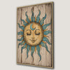 Sun Face with Blue and Yellow Rays Canvas Print Art