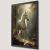 Sunlit Woods White Horse Art Poster - Mythical Forest Decor