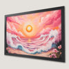 Sunset Beach Art Poster with Ocean Waves - Tropical Decor