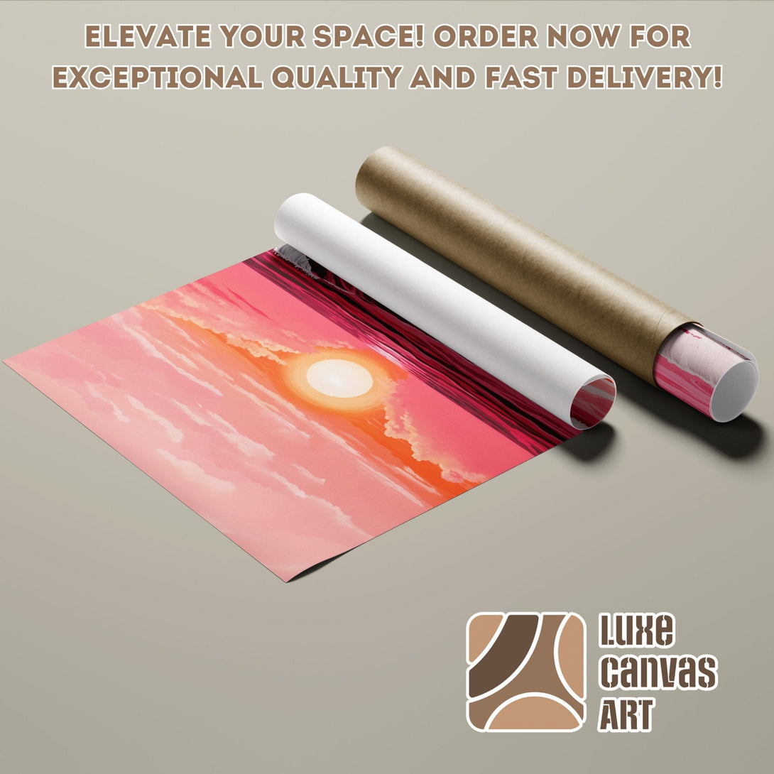 Sunset Poster Roll in vibrant pink and orange hues. Elevate your space with this stunning art!