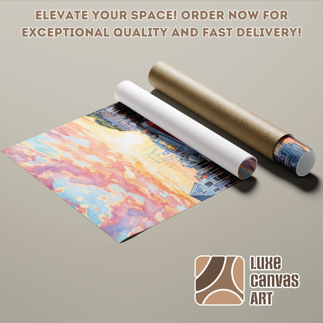 Watercolor sunset Poster Roll, vibrant colors, perfect for home decor. Order now!