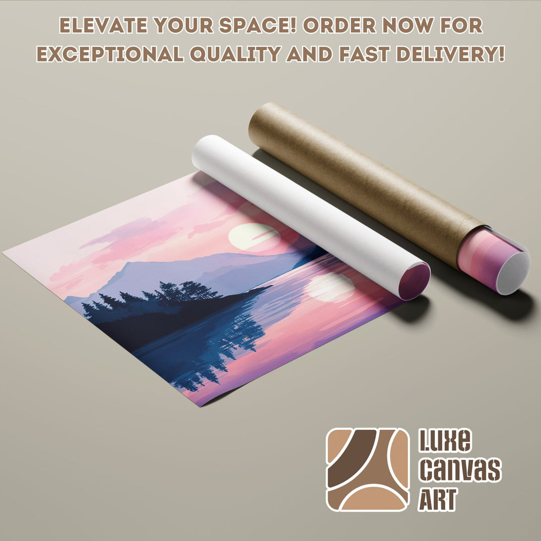Poster Roll of a landscape art print in pastel colors. Perfect wall decor!