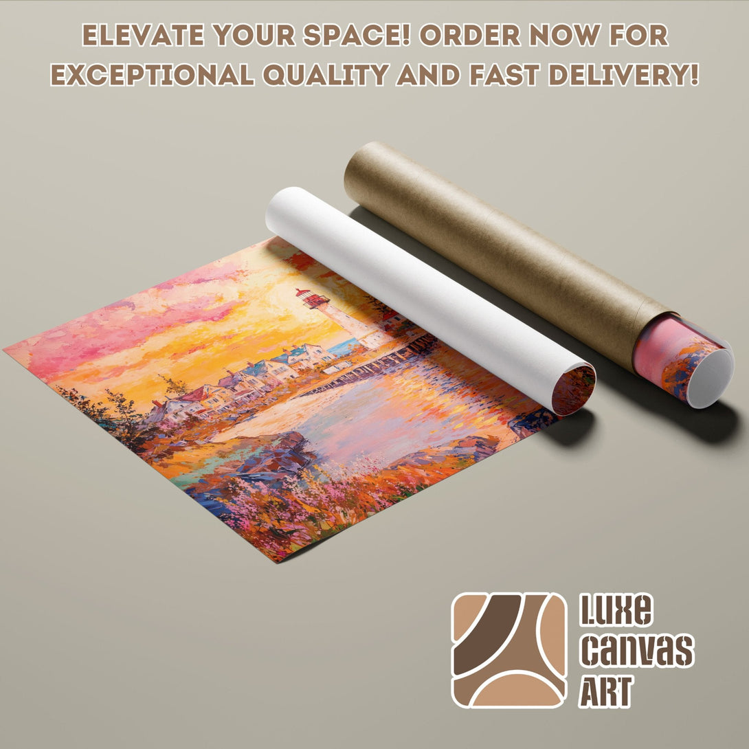 Vibrant landscape Poster Roll, impressionist style, warm sunset color palette. Elevate your space with Luxe Canvas Art!