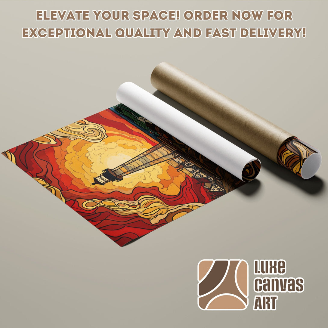 Lighthouse Poster Roll in warm color palette. Unique art print for your home. Order now!