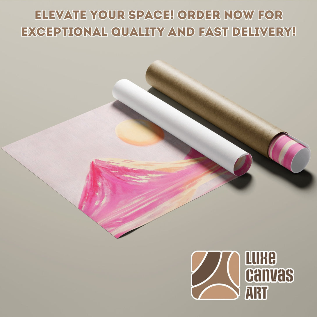 Abstract landscape Poster Roll in pink and beige tones. Elevate your space with exceptional quality art!