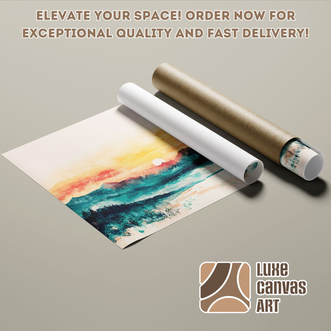 Abstract landscape Poster Roll in warm colors. Elevate your space with stunning art!