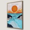 Sunset Over Blue Ocean Canvas Print Framed Beach Art