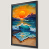 Sunset Over Ocean Waves Art Poster for Coastal Decor