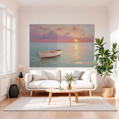 Sunset Over Pastel Sea Canvas Print - Nautical Art