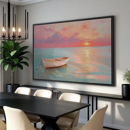 Sunset Over Pastel Sea Canvas Print - Nautical Art