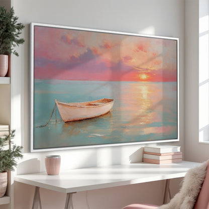 Sunset Over Pastel Sea Canvas Print - Nautical Art