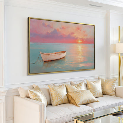 Sunset Over Pastel Sea Canvas Print - Nautical Art