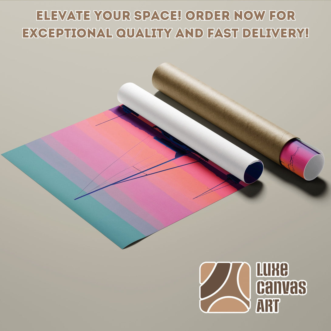 Abstract Poster Roll with vibrant pink and blue color palette. Elevate your space!