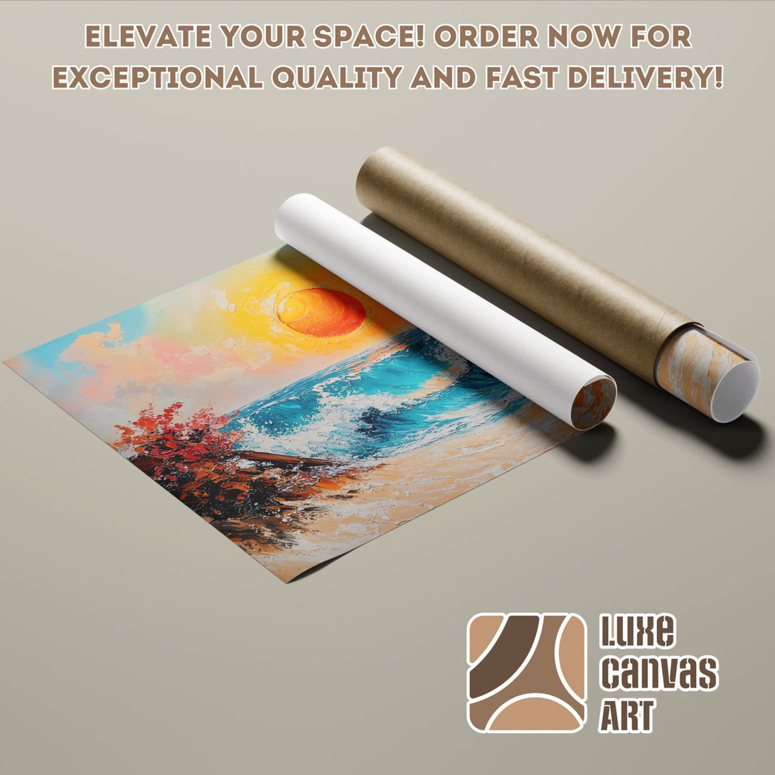 Abstract landscape Poster Roll with vibrant colors, perfect for home decor.