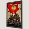 Surreal Coastal Cityscape Art Poster with Lighthouse and Moon