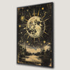 Surreal Dark Night Landscape with Gold Moon Canvas Print