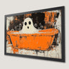 Surreal Ghost in Bathtub Art Poster - Spooky Halloween Decor