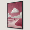 Surreal Pink Desert Scene Canvas Print with Clouds