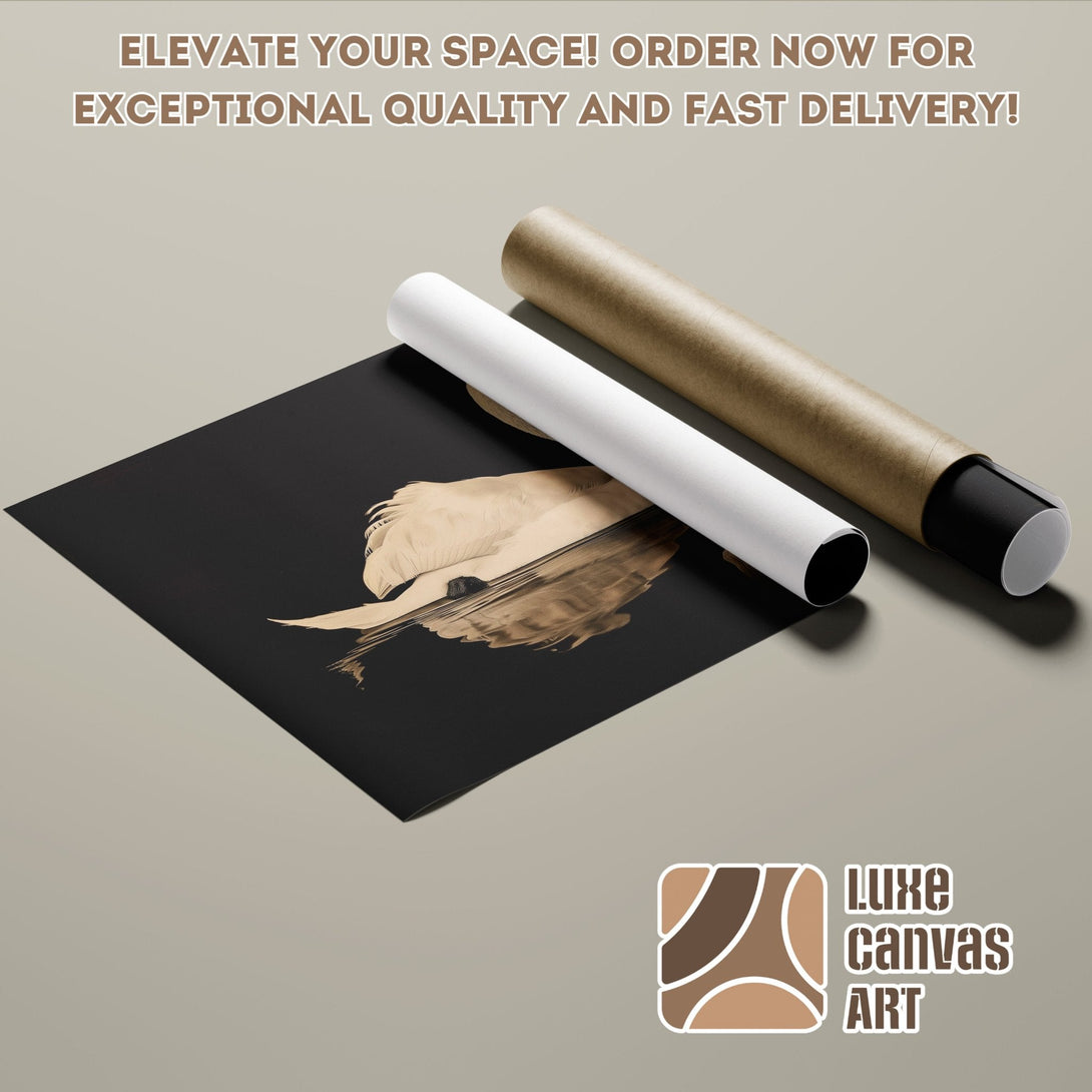 Poster Roll with abstract gold art on black. Modern style, neutral color palette. Elevate your space!