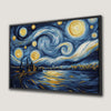 Swirling Night Sky and Cityscape Canvas Print Art
