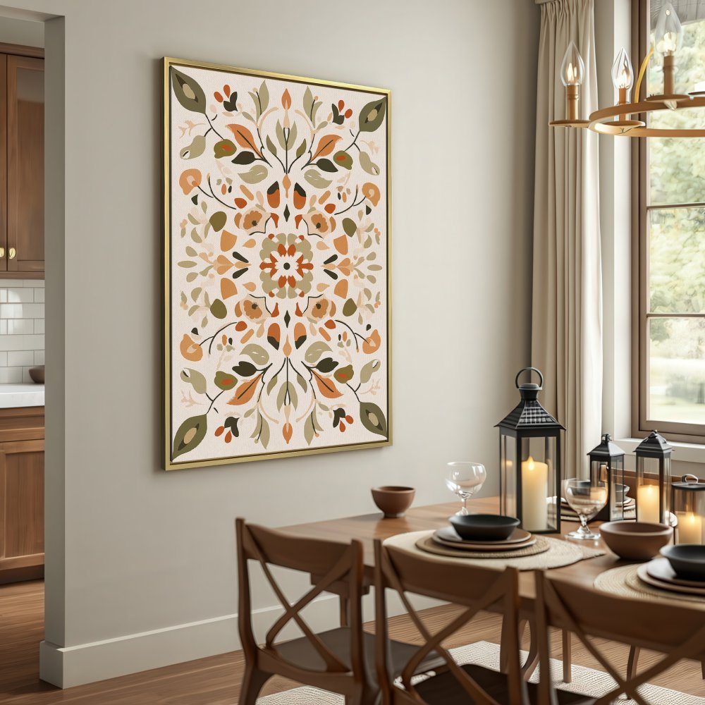 Canvas Print: Floral pattern in earthy tones. Perfect for rustic home decor.