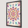 Symmetrical Mandala Art Poster with Bold Red, Blue, and Purple Colors
